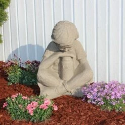 Emsco 21" Resin Natural Boy Statuary - Sand