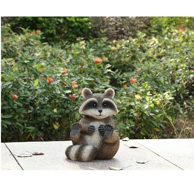 HI-LINE GIFT LTD 11.25" Polyresin Raccoon Sitting Outdoor Statue Brown - Hi-Line Gift 4 HI-LINE GIFT LTD 11.25" Polyresin Raccoon Sitting Outdoor Statue Brown - Hi-Line Gift - Image 2