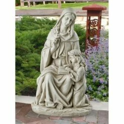 Design Toscano St. Anne With The Young Mary, Mother Of Jesus Statue - Off-White