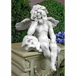 Design Toscano Mourning Mortality Sitting Cherub Sculpture - Off-White