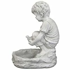 Design Toscano Tommy At The Turtle Pond Little Boy Statue - Gray -Cheap Garden Decor Store unnamed file 12252