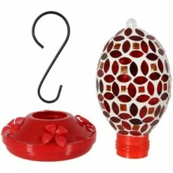 Sunnydaze Decor Sunnydaze Outdoor Garden Patio Oval Glass with Mosaic Flower Design Hummingbird Feeder - 18 oz - 7" - Red 6 Sunnydaze Decor Sunnydaze Outdoor Garden Patio Oval Glass with Mosaic Flower Design Hummingbird Feeder - 18 oz - 7" - Red -Cheap Garden Decor Store unnamed file 12291
