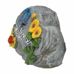 Northlight 10.5" Gray Spring Butterfly and Sunflower "Welcome" Outdoor Garden Stone -Cheap Garden Decor Store unnamed file 12345