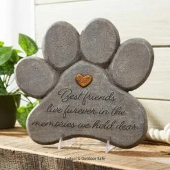 Evergreen 11" Paw Shaped Pet Memorial Garden Stone, Best Friends Live Forever -Cheap Garden Decor Store unnamed file 12437
