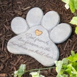 Evergreen 11" Paw Shaped Pet Memorial Garden Stone, Best Friends Live Forever -Cheap Garden Decor Store unnamed file 12438