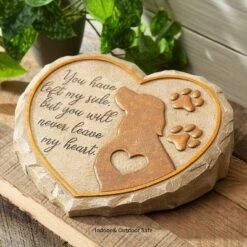 Evergreen 11" Heart Shaped Pet Memorial Garden Stone, Dog Silhouette -Cheap Garden Decor Store unnamed file 12445