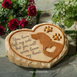 Evergreen 11" Heart Shaped Pet Memorial Garden Stone, Dog Silhouette -Cheap Garden Decor Store unnamed file 12446