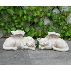 Napco Resin Sleeping Puppy Dog with Angel Wings Pet Memorial Indoor/Outdoor Statue for Lawn and Garden, 9.75 x 4 x 5 Inches, Grey