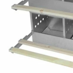 Brower 404B Galvanized Steel 4 Hole, 20 Bird Outdoor Poultry Nest Chicken Brooding Box with Hinged Folding Perches, Silver