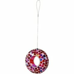 Sunnydaze Decor Sunnydaze Outdoor Garden Patio Round Glass with Mosaic Design Hanging Fly-Through Bird Feeder - 6" - Crimson -Cheap Garden Decor Store unnamed file 12557
