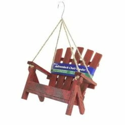 Gold Crest Distribution Home & Garden 9.0" Red Adirondack Feeder Chair Rustic Yard Decor Gold Crest Distributing - Bird Feeders
