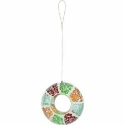 Sunnydaze Decor Sunnydaze Outdoor Garden Patio Round Glass with Summery Mosaic Design Hanging Fly-Through Bird Feeder - 6" - Red, Orange, Green, and Light Blue -Cheap Garden Decor Store unnamed file 12568