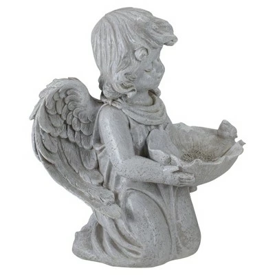 Northlight 9" Kneeling Angel with Flower Bird Feeder Outdoor Garden Statue 4 Northlight 9" Kneeling Angel with Flower Bird Feeder Outdoor Garden Statue - Image 2