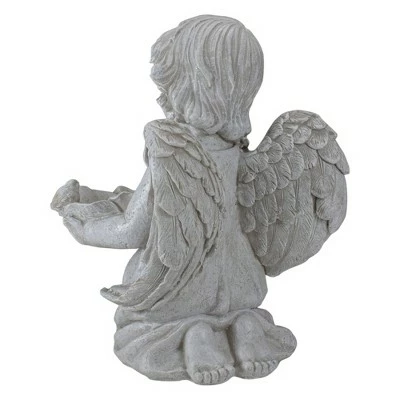 Northlight 9" Kneeling Angel with Flower Bird Feeder Outdoor Garden Statue 5 Northlight 9" Kneeling Angel with Flower Bird Feeder Outdoor Garden Statue - Image 3