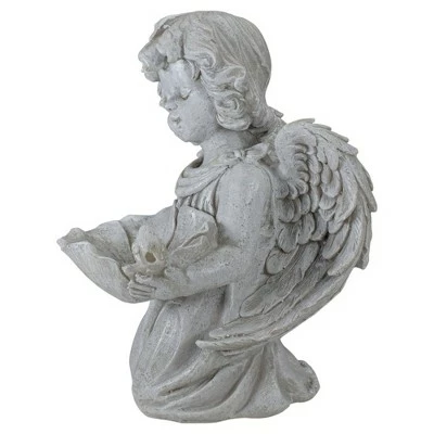 Northlight 9" Kneeling Angel with Flower Bird Feeder Outdoor Garden Statue 6 Northlight 9" Kneeling Angel with Flower Bird Feeder Outdoor Garden Statue - Image 4