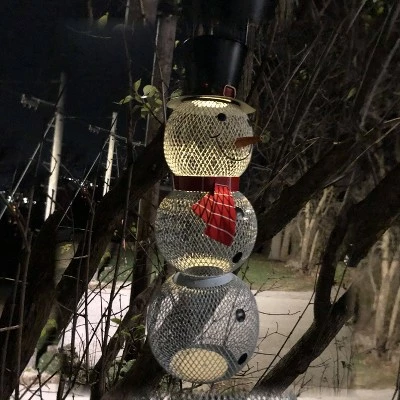 Backyard Expressions 17.7" Steel Snowman Bird Feeder White 4 Backyard Expressions 17.7" Steel Snowman Bird Feeder White - Image 2