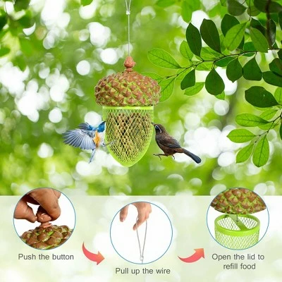 Costway Metal Acorn Wild Bird Feeder Outdoor Hanging Food Dispenser for Garden Yard 8 Costway Metal Acorn Wild Bird Feeder Outdoor Hanging Food Dispenser for Garden Yard - Image 6