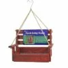 Gold Crest Distribution Home & Garden 6.0" Red Porch Swing Feeder Hanging Wood Bird Gold Crest Distributing - Bird Feeders