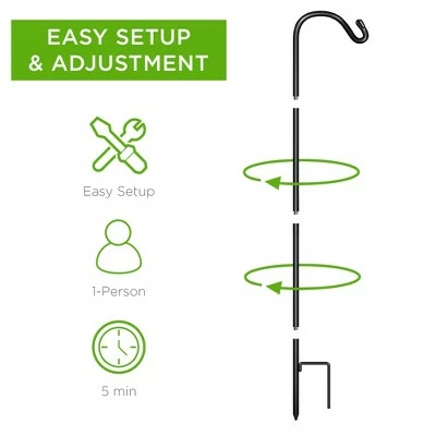 Best Choice Products 65in Set of 4 Shepherd Hooks Outdoor Metal Adjustable Garden Hooks w/ 2-Prong Base Black 3 Best Choice Products 65in Set of 4 Shepherd Hooks Outdoor Metal Adjustable Garden Hooks w/ 2-Prong Base Black