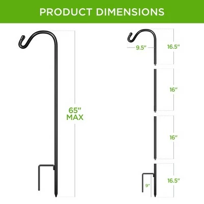 Best Choice Products 65in Set of 4 Shepherd Hooks Outdoor Metal Adjustable Garden Hooks w/ 2-Prong Base Black 8 Best Choice Products 65in Set of 4 Shepherd Hooks Outdoor Metal Adjustable Garden Hooks w/ 2-Prong Base Black - Image 6