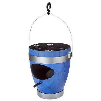 BERNINI 9.5" Rustic Bucket Hanging Polyresin Bird Feeder with Fountain - Bernin White 4 BERNINI 9.5" Rustic Bucket Hanging Polyresin Bird Feeder with Fountain - Bernin White - Image 2