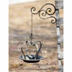 Park Hill Collection Hanging Crown Bird Feeder with Metal Wall Bracket