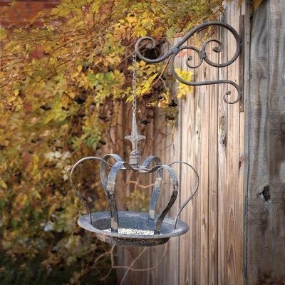Park Hill Collection Hanging Crown Bird Feeder with Metal Wall Bracket 4 Park Hill Collection Hanging Crown Bird Feeder with Metal Wall Bracket - Image 2