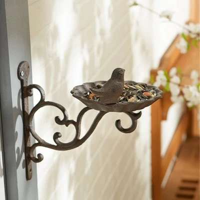Zingz & Thingz Zingz & Thingz 10.6" Cast Iron Wall Mounted Bird Feeder Black 6 Zingz & Thingz Zingz & Thingz 10.6" Cast Iron Wall Mounted Bird Feeder Black - Image 4