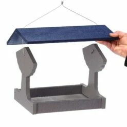Birds Choice Fly-Thru Feeder Gray with Blue Roof