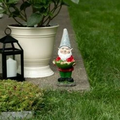 Zingz & Thingz Zingz & Thingz 5.75" Polyresin Gnome Solar Statue Bird Feeder -Cheap Garden Decor Store unnamed file 12729