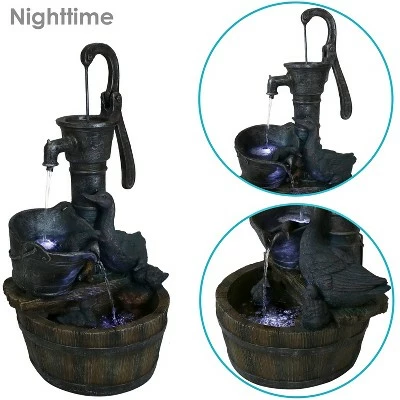 Sunnydaze Decor Sunnydaze 30"H Electric Polyresin Rustic Pump and Barrel Mother Duck and Ducklings Outdoor Fountain with LED Lights 10 Sunnydaze Decor Sunnydaze 30"H Electric Polyresin Rustic Pump and Barrel Mother Duck and Ducklings Outdoor Fountain with LED Lights - Image 9