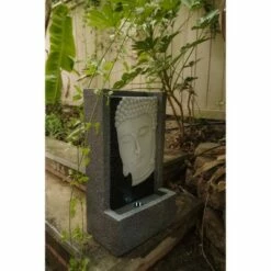 23.62" Self Standing Buddha Face Indoor/Outdoor Water Fountain with LED Light - Gray - XBrand -Cheap Garden Decor Store unnamed file 12827