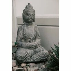23.62" Indoor/Outdoor Meditating Sitting Buddha Statue - Gray - XBrand -Cheap Garden Decor Store unnamed file 12835