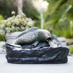 12" Outdoor Fish Water Fountain Gray - XBrand -Cheap Garden Decor Store unnamed file 12859