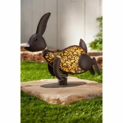 Garden Meadow Set of 2, 14.37" Solar Lighted Garden Meadow Rabbits