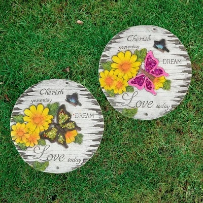 Northlight Set of 2 "Love Today" Outdoor Floral Garden Stones 10" 3 Northlight Set of 2 "Love Today" Outdoor Floral Garden Stones 10"