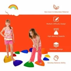 Costway 11pcs Kids Balance Stepping Stones w/ Non-Slip Bottom Indoor & Outdoor Toy -Cheap Garden Decor Store unnamed file 13066