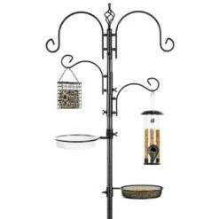Best Choice Products 91in 4-Hook Bird Feeding Station, Steel Multi-Feeder Stand w/ 2 Feeders, Tray, Bird Bath -Cheap Garden Decor Store unnamed file 13157