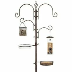 Best Choice Products 91in 4-Hook Bird Feeding Station, Steel Multi-Feeder Stand w/ 2 Feeders, Tray, Bird Bath -Cheap Garden Decor Store unnamed file 13158