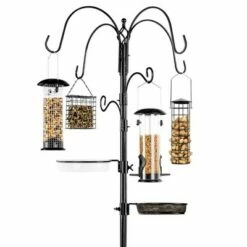 Best Choice Products 89in 6-Hook Bird Feeding Station, Steel Multi-Feeder Stand w/ 4 Feeders, Tray, Bird Bath -Cheap Garden Decor Store unnamed file 13164