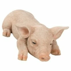 HI-LINE GIFT LTD 11.5" Polyresin Peaceful Pig Sleeping Outdoor Statue Pink - Hi-Line Gift
