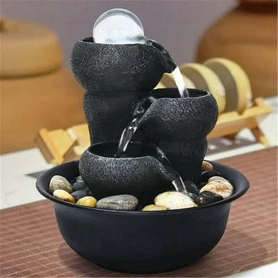 Watnature 8" 3-Step Little Water Fountain with LED Ball Gray 3 Watnature 8" 3-Step Little Water Fountain with LED Ball Gray - Image 2