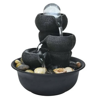 Watnature 8" 3-Step Little Water Fountain with LED Ball Gray 6 Watnature 8" 3-Step Little Water Fountain with LED Ball Gray - Image 5