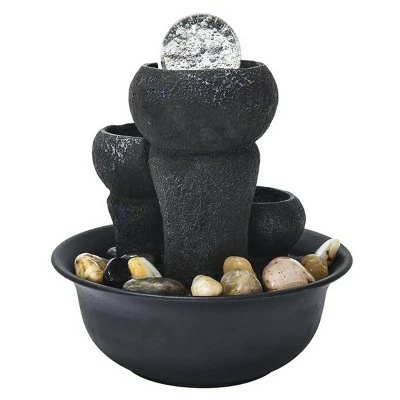 Watnature 8" 3-Step Little Water Fountain with LED Ball Gray 7 Watnature 8" 3-Step Little Water Fountain with LED Ball Gray - Image 6