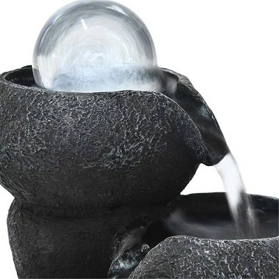 Watnature 8" 3-Step Little Water Fountain with LED Ball Gray 8 Watnature 8" 3-Step Little Water Fountain with LED Ball Gray - Image 7