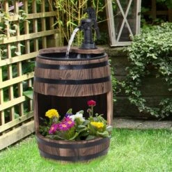 Outsunny 2-Tier Wooden Water Pump Fountain for Fun Garden Decor with Planting Flower Box Base -Cheap Garden Decor Store unnamed file 13285