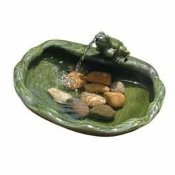 Smart Solar 22300R01 Outdoor Solar Powered Ceramic Frog Fountain with Low Voltage Water Pump and 10 Foot Cable