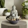 John Timberland Zen Buddha Indoor Tabletop Water Fountain with Light LED 10" High Sitting for Table Desk Office Relaxation