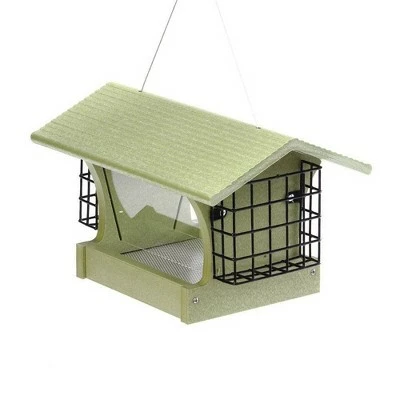 Birds Choice Bird's Choice Hopper Feeder with Suets Gray with Red Roof - Medium 2 Birds Choice Bird's Choice Hopper Feeder with Suets Gray with Red Roof - Medium