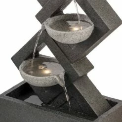 Alpine Corporation 39" Resin Indoor/Outdoor Soothing 4-Tier Zen Fountain with LED Lights Gray -Cheap Garden Decor Store unnamed file 13396